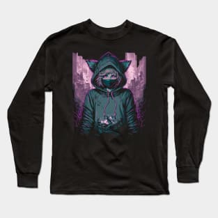 Anime hooded Catgirl silkscreen Long Sleeve T-Shirt